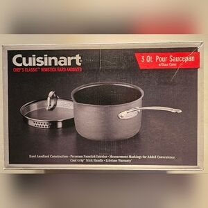 Cuisinart 3 Qt. Black Pour Saucepan w/ Straining Lid Measurement Markings inside